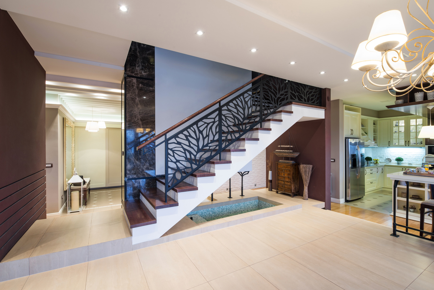 Stairs in modern luxury apartment