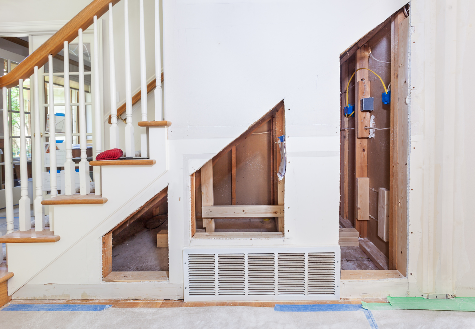 Under stair cupboard framing
