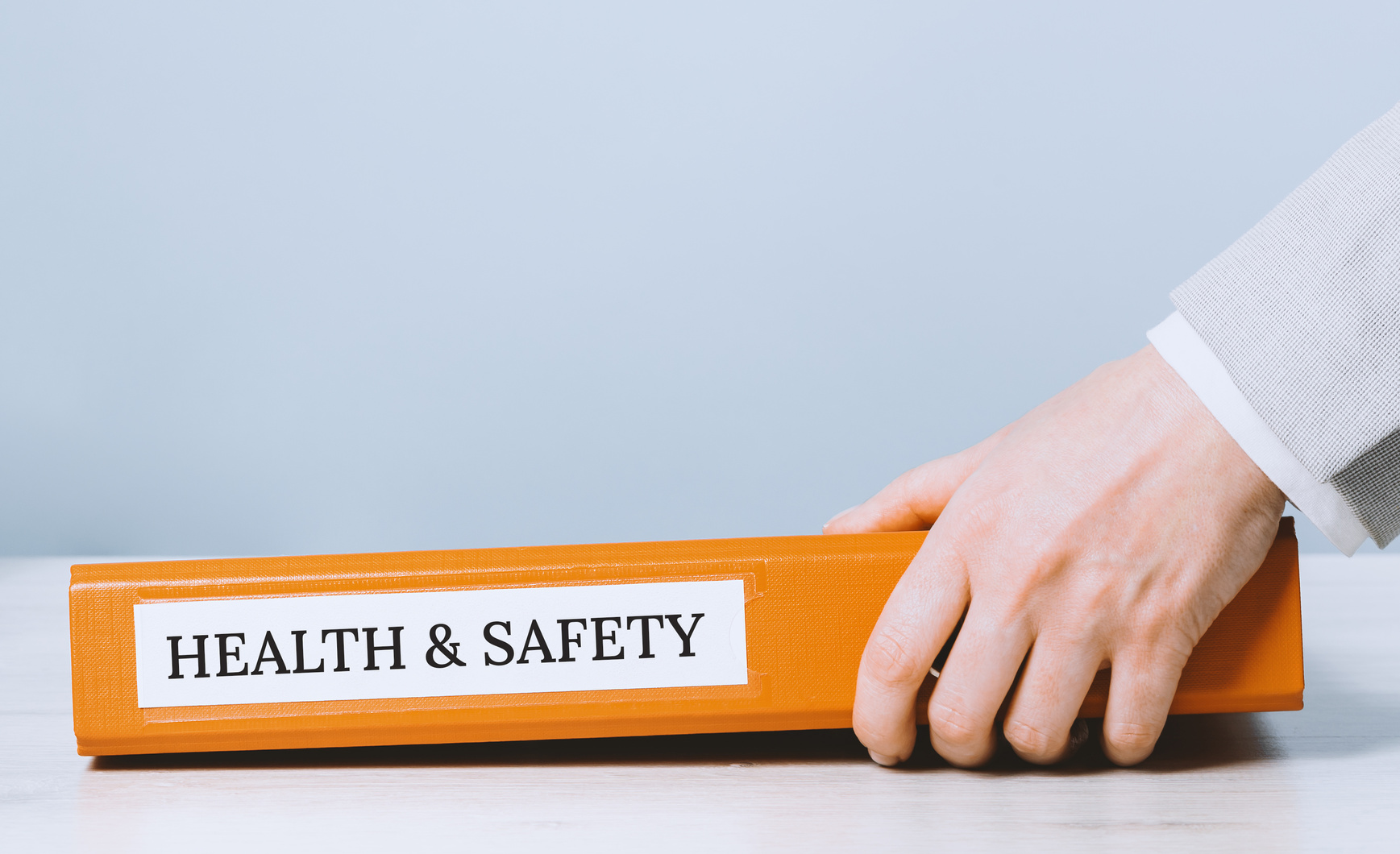 Health and safety labor protection. Folder with documents or instructions